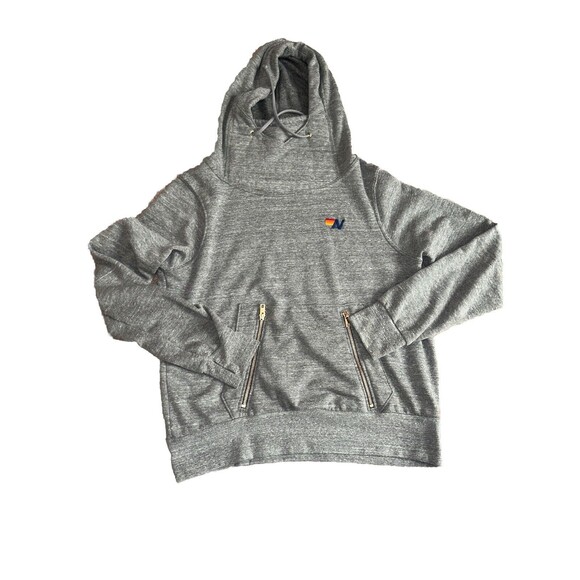 Aviator Nation Gray Hoodie with Rainbow Accents - Picture 2 of 12